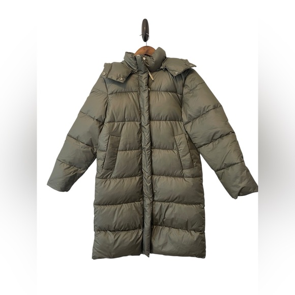 Women’s mango Green Puffer Coat Size XS Gorpcore Outdoor Minimalist Hooded - Picture 5 of 12